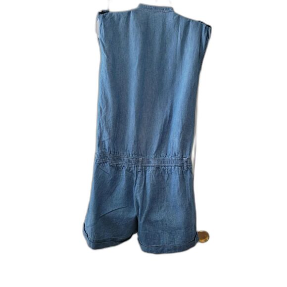 Denim Sleeveless Button Down Romper Sz M - Picture 2 of 3